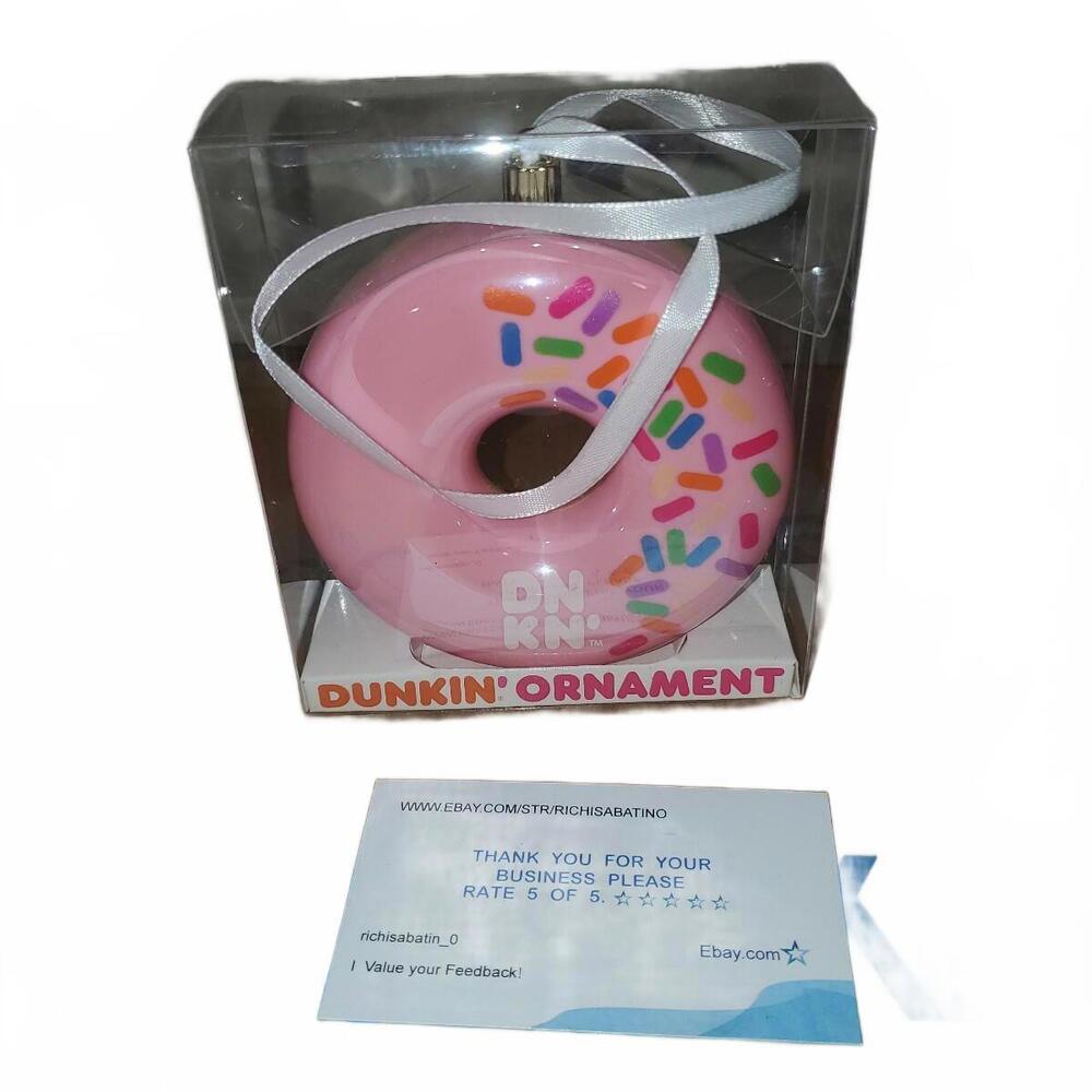 Dunkin Donuts Christmas Ornament Strawberry Frosted With Sprinkles New 2019